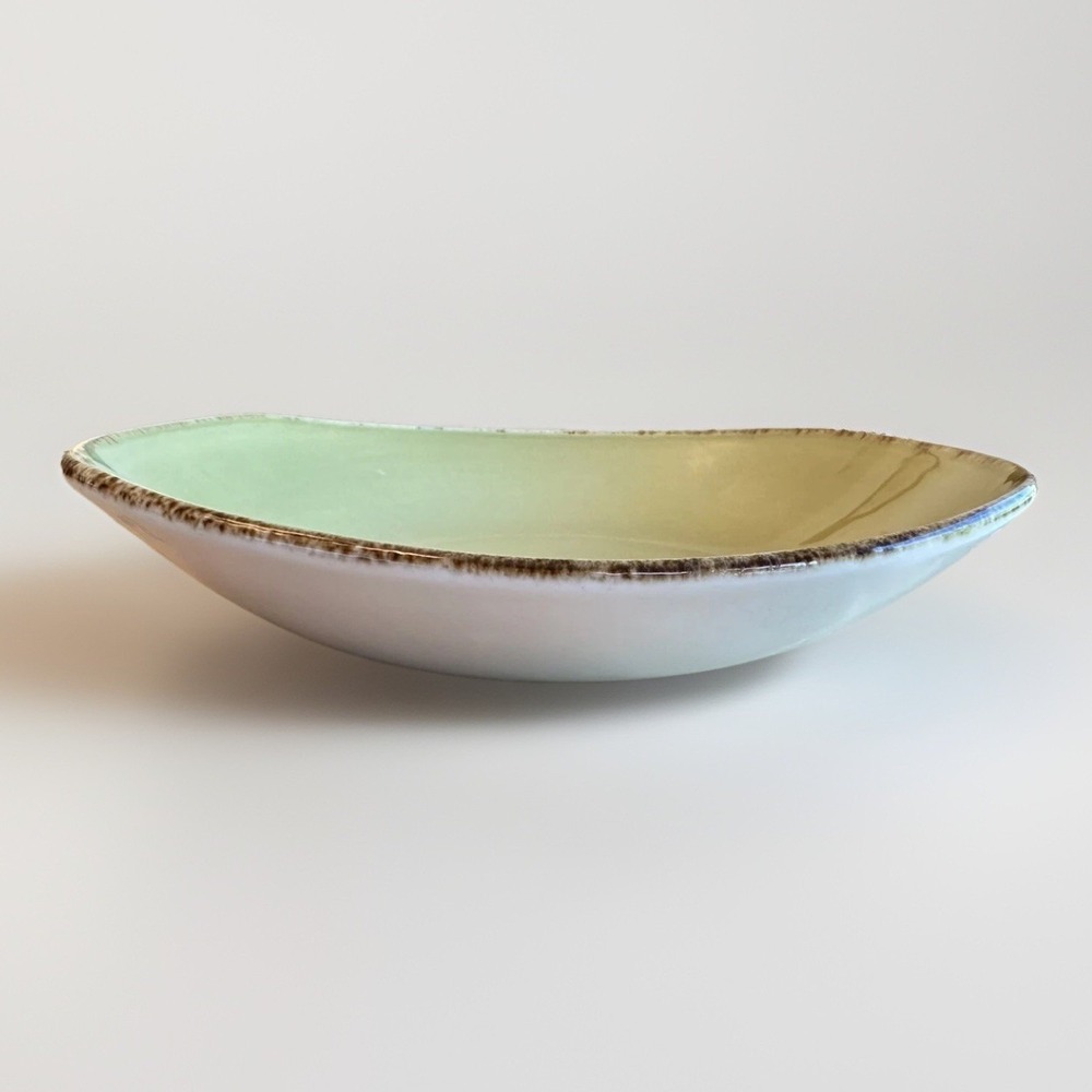 Vintage Steelite‎ International England 2015 Free Form Bowl 8" Olive Green